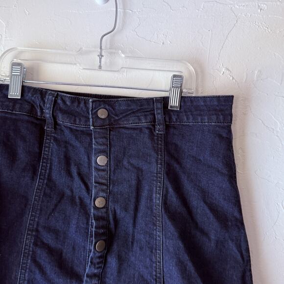 Indigo‎ Rein Skirt Vintage 90s Large Denim Button Front A-Line Mini Western - Picture 2 of 8